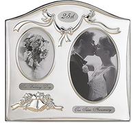 Lawrence Frames Cadre Photo plaqué Argent satiné et Laiton 2 Ouvertures, Motif 25ème Anniversaire, 10,2 x 15,2 cm