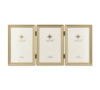 Lawrence Frames, cadre photo triple, à charnière en laiton antique, 10 x 15 cm, bordure de perles, or satiné