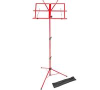 Lawrence LMS02-RD Pupitre pour partitions en métal réglable et pliable avec housse Rouge
