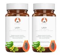 LAX+ Laxatif, 2 flacons, soulage la constipation chez l'adulte, ramollit les selles, efficace et rapide, à base de papaye, nerprun, cardamome, fenouil, feuilles de séné, aloe vera et plantain lancéolé