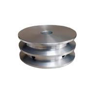 LAXALO Poulie à double rainure en alliage d'aluminium, 1 pièce, alésage fixe 10-38 mm, largeur 80 mm, for courroie ronde en PU de 10 mm(15 mm)
