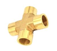 LAXALO Raccord de tuyau en laiton, connecteur 4 voies, croix, filetage femelle, coupleur cannelé en cuivre, adaptateur, 1 pièce(1/4inch)