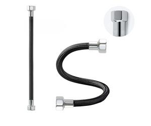 LAXARA DVGW Premium Tuyau Flexible Coloré Noir et Blanc 3/8 Pouces à 1/2 Pouce Écrou des Deux Côtés en Styles Choisis (3/8 Pouces Noir | Plaqué Chrome, 40 cm)