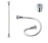 LAXARA DVGW Premium Tuyau flexible coloré noir et blanc 3/8 pouces à 1/2 pouces ÜM double face dans des styles au choix (1/2 pouce Blanc | Plaqué chrome, 40 cm)