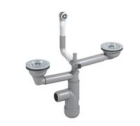 LAXARA Flexlok - Siphon télescopique pour évier de cuisine peu encombrant - Flexibilité universelle avec plastique recyclé - Flexlok2 avec trop-plein rond sans tuyau d'évacuation sans couvercle