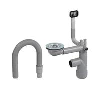 LAXARA Flexlok Siphon télescopique pour éviers de cuisine/lavandes à économie d'espace | Flexibilité universelle avec plastique recy lexlok1 avec trop-plein angulaire avec tuyau de vidange sans