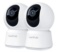 LAXIHUB 2K Caméra Surveillance WiFi Intérieur, 2,4GHz Caméras WiFi avec Vision Nocturne, 355° PTZ Caméra Chien/Bébé, Suivi Automatique, Audio Bidirectionnel, Compatible Google Assistant & Alexa, 2PCS