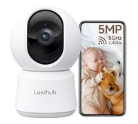 LAXIHUB 3K/5MP Caméra Surveillance WiFi Intérieur, 2,4GHz/5GHz Caméras WiFi avec Vision Nocturne, 355° PTZ Caméra Maison, Suivi Automatique, Audio Bidirectionnel, Compatible Google Assistant et Alexa