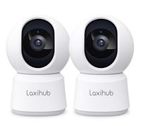 LAXIHUB 3K/5MP Caméra Surveillance WiFi Intérieur, 2,4GHz/5GHz Caméras WiFi avec Vision Nocturne, 355° PTZ Caméra Maison, Suivi Automatique, Audio Bidirectionnel, Compatible avec Alexa, 2PCS