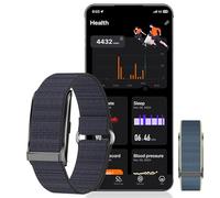 LAXISCREED Bracelet Connecté sans Écran, Double Bracelet Nylon (Noir+Bleu), Tracker d'Activité avec Cardio, SpO2, Sommeil, 127 Sports, IP68, Longue Autonomie, Unisexe