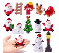 LAXISCREED Lot de 12 Mini Figurines de Noël en Résine - Père Noël, Bonhomme de Neige, Renne et Sapin - Mini Décorations de Noël pour Maison ou Bureau, Petits Ornements et Idées Cadeaux de l’Avent