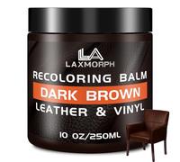 Laxmorph Kit Reparation Cuir - 250ml Baume de recoloration en Marron foncé pour Cuir,Peinture Cuir Liquide pour Réparer Les éraflures et la Décoloration sur Canapés, Meubles en Vinyle, Sièges d'auto