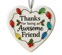 laxreheye Bijou souvenir en forme de cœur d'amitié - Céramique 3D - Décoration de Noël - Accessoire de maison pour bureau, fête, bureau, sac à dos d'école, dortoir, école, maison, chambre