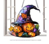 laxreheye Chapeau de Sorcière Attrape-Soleil Halloween | Décoration Murale Vitrail pour Fête d'Halloween,Décoration Saisonnière Festive 2D pour Salon Véranda Événements à