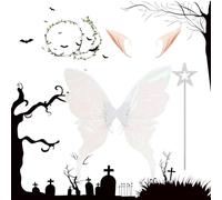 laxreheye Costume d'Ailes de Fée pour Femme,Ailes de Fée d'Ange pour Déguisement Halloween Cosplay - Accessoires de Déguisement Élastiques et Respectueux de la Peau pour Événements Festifs Bal Masqué