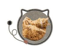 laxreheye Coussin griffoir pour chat, griffoir horizontal, rond, horizontal, avec jouet, accessoire pour animaux de compagnie pour chaton intérieur, lit pour moudre les griffes