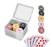 laxreheye Fiches De Poker Avec Dénominations | Accessoire De Jeu De 100 Pièces Numérotées Et Colorées Avec Étui | Fiche De Poker En Bloc - Pour Maison Voyage Tournois Vacances Anniversaires Bureaux