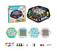 laxreheye Jeu d'échecs en chaîne, jeu de société Snake Ladder, jeux familiaux 4 en 1 adaptés aux voyages, Chaîne, Serpent, Échecs Volants, Dame Jeu interactif d'échecs pour enfants