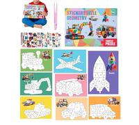 laxreheye Livres de Puzzles Autocollants - Mosaïque Numérotée,Kit de Collage Autocollant en 3D,pour Garçons et Filles, Éducatif, à la Maison, à l'École, en Voyage, Avion, Voiture, Noël, Anniversaire