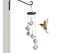 laxreheye Mangeoire à suspendre pour colibris | Décoration de jardin avec 6 et sonnettes éoliennes - Station d'alimentation, pour jardin, cour, patio, pelouse, fenêtre, balcon, terrasse, attraction
