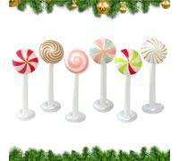 laxreheye Ornements Gonflables | 6 Pièces 1,2 m avec Base,Gonflables De Noël En Forme De Bonbons | Pour Porte d'entrée Jardin Porche Terrasse Fête de Noël
