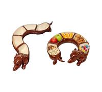 laxreheye Plateau de Service avec Séparateurs,Assiette De Stockage 5 Sections Design Teckel | Set de Plateau à Compartiments Multiples | pour Cuisine, Cuisson, Repas, Dîner, Table, Restaurant, Snacks,