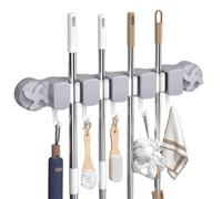 laxreheye Support mural pour serpillère - Avec ventouses pour le rangement des balais - Rangement pratique avec 5 crochets pour balais, pelle, gants, torchons - Cuisine - Garage - Jardin