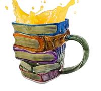 laxreheye Tasse à café en verre - Tasse en verre avec livres peints en 3D - Design statuette boissons, récipient quotidien pour thé, lait et eau pour femmes, adolescents, adultes, étudiants, voyages