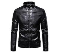 Lay U Home Blouson Cuir Homme Automne col Montant ajusté Court épuré