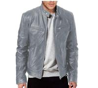 Lay U Home Blouson Cuir PU Homme Cardigan Zip Veste Homme décontractée