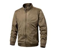 Lay U Home Blouson uni Zip Automne Homme décontracté rétro Manches Longues Cardigan