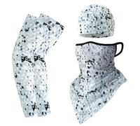 Lay U Home Casquette Cyclisme Protection Solaire Été Extérieur, Foulard Triangle Soie Glacée à Attaches d'oreille, Set Manches Soie Glacée Protection Solaire, Course, Foulard, Capuche, Cagoule