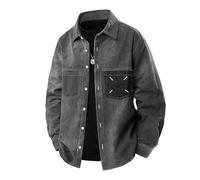 Lay U Home Chemise Manches Longues Jean délavé Printemps/Automne Veste décontractée