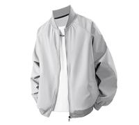 Lay U Home Veste Bomber Unie pour Hommes Printemps-Automne,Coupe Ample et Unisexe,aviateur décontracté,Parfaite pour Les Loisirs ou Le Sport,Design Intemporel.