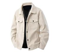 Lay U Home Veste de Travail Décontractée en Velours Côtelé pour Homme Jeune, à Col Revers, Style Audacieux, Printemps/Automne