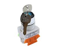 LAY7 Interrupteur à bouton double tête à réinitialisation automatique rouge vert avec lumière LA37 Interrupteur à tête plate 22mm interrupteur industriel (Color : La37 Key No Nc)