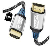 layajia Câble HDMI 2.1 10K 8K 4K, Ultra High Speed 48Gbps, Tressé, 1M | Câble HDMI 8K@60Hz 4K@120Hz, eARC HDR 10+ HDCP Dolby Vision VRR, Compatible Avec Mac mini M4/PS5/Xbox Series X/PC Portable