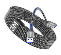 layajia Câble Rallonge USB 3.0 3M, Câble Extension USB Mâle A vers Femelle A, Transfert Haute Vitesse 5Gbps Compatible avec Clavier, Souris, Clé USB, Imprimante, Scanner, Manette de Jeu