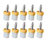Layba Lot de 10 becs verseurs en bois et acier inoxydable - Bec verseur pour huile et spiritueux - Doseur pour vinaigre et huile