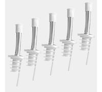 Layba Lot de 5 becs verseurs d'huile et de liqueur en acier inoxydable avec joint en caoutchouc blanc, 2 cm, anti-gouttes, idéal pour spiritueux, huile, vinaigre, vin, accessoires de bar, bouchon de