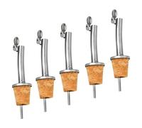 Layba Lot de 5 becs verseurs d'huile pour bouteilles, avec bouchon, système de ventilation, caoutchouc, bouchon, acier inoxydable, bec verseur avec bouchon anti-poussière (joint en liège)