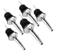Layba Lot de 5 becs verseurs d'huile pour bouteilles, avec capuchon, système de ventilation, caoutchouc, bouchon, acier inoxydable, bec verseur avec bouchon anti-poussière (sans capuchon)