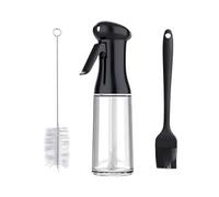 Layba Pulvérisateur d'huile en verre de 200 ml - Anti-goutte - Avec fonction ON/OFF - Avec brosse de nettoyage et pinceau à huile, vaporisateur vinaigre et huile - Parfait pour les grillades, la