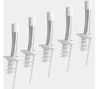 Layba Verseur de bouteille en acier inoxydable Verseur d'eau-de-vie et d'huile avec joint en caoutchouc blanc 2cm, sans gouttes pour les spiritueux, l'huile, le vinaigre, le vin x5