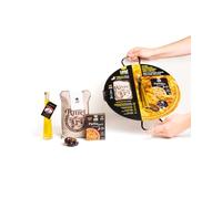 LAYBÉ - Pack Paella, kit complet pour préparer la véritable paella espagnole au safran, comprend : poêle à paella, riz 500 g (4 portions), assaisonnement (3 x 6 g), huile d'olive (4 ml) et Ñora.