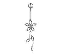 LAYCHEN 1 Pc Fleur Zircon Dangled Nombril Piercing Tortue Pendentif Nombril Anneau Chirurgical Ventre Piercing Corps Bijoux