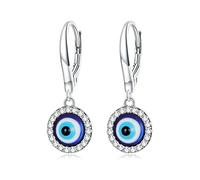 LAYCHEN 925 Argent Sterling Bleu Diable Oeil Boucles d'oreille pour Les Femmes Démon Oeil Pendentif Boucles d'oreilles Design Original Bijoux Fins Cadeau