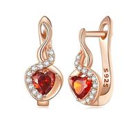 LAYCHEN Amour & Amp; Bond Clips d'oreille Rose Et Or Boucles d'oreille en Forme De Cœur Rouge pour Femme Fête d'anniversaire Bijoux Fins