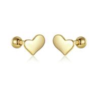 LAYCHEN Boucles D'oreilles À Tige En Argent Sterling 925 Avec Cœur Et Vis Pour Femmes, Enfants, Bébés, Filles, Mini Bijoux Minimalistes