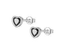 LAYCHEN Boucles D'oreilles À Tige En Argent Sterling 925 Avec Cœur Romantique Et Zircone Cubique Brillante Pour Enfants Et Femmes, Bijoux D'anniversaire Géométriques